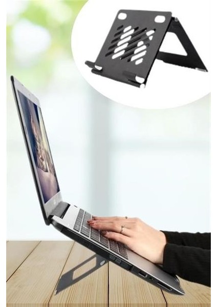 Buffer®  Ayarlanabilir Metal Dizüstü Destek Tabanı Katlanabilir Taşınabilir Laptop Sehpası Standı