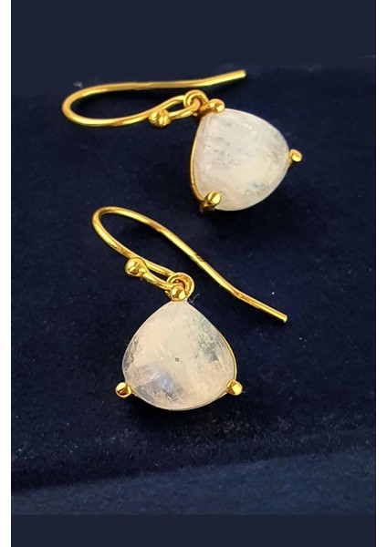 Ay Taşlı 925AYAR Gümüş Üzerine Altın Kaplama Tasarım Doğal Taş Küpe fiyatları