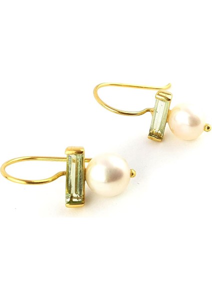 Barok Incili ve Topax Taşlı 925AYAR Gümüş Üzerine Altın Kaplama Tasarım Doğal Taş Küpe fiyatları