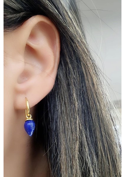 Lapis Lazuli Taşlı 925AYAR Gümüş Üzerine Altın Kaplama Tasarım Doğal Taş Küpe fiyatları