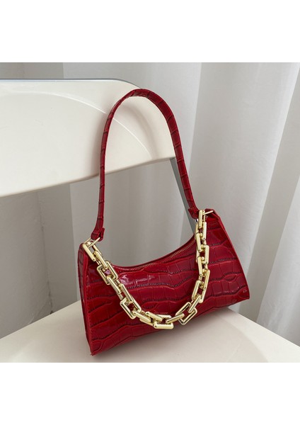 Basit Koltuk Altı Çantası Moda Retro Timsah Desenli Çanta (Yurt Dışından)