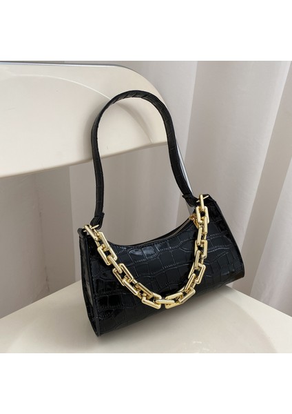 Basit Koltuk Altı Çantası Moda Retro Timsah Desenli Çanta (Yurt Dışından)