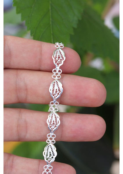 Yaprak Model Telkari 925 Ayar Gümüş Bileklik 201023037 fiyatları