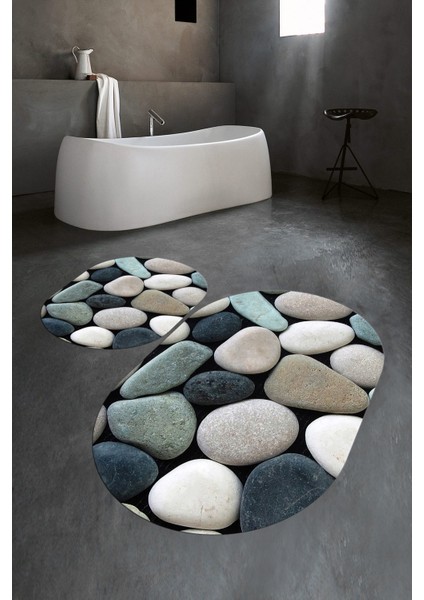 3D Dijital Baskılı Kaymaz Taban Yıkanabilir Oval Banyo Takımı Klozet Takımı, N-O-Klozet-46-Renkli, fiyatları