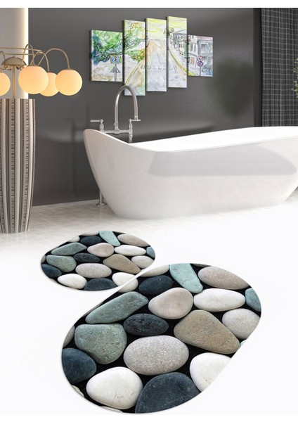 3D Dijital Baskılı Kaymaz Taban Yıkanabilir Oval Banyo Takımı Klozet Takımı, N-O-Klozet-46-Renkli, modelleri