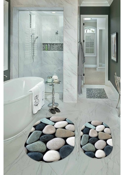 3D Dijital Baskılı Kaymaz Taban Yıkanabilir Oval Banyo Takımı Klozet Takımı, N-O-Klozet-46-Renkli, indirimleri