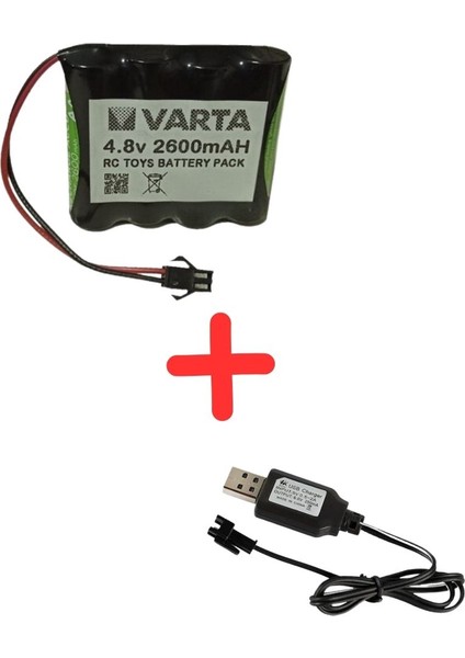 Cheetah Uzaktan Kumandalı 4.8V 2600MAH Varta Oyuncak Araba Bataryası Siyah Soket+Usb Şarj Cihazı