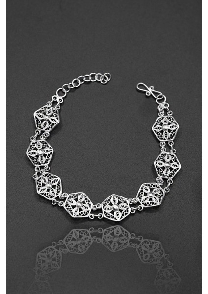 Altıgen Model Telkari 925 Ayar Gümüş Bileklik 201023045