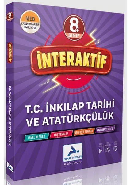 Paraf Yayınları 8. Sınıf İnteraktif T.C. İnkılap Tarihi ve Atatürkçülük Soru Kütüphanesi