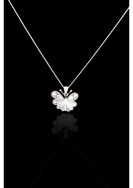 Kelebek Model Telkari 925 Ayar Gümüş Kolye 201023025 fiyatları