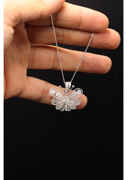 Kelebek Model Telkari 925 Ayar Gümüş Kolye 201023025 modelleri