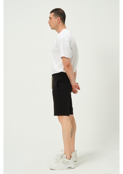 Erkek Regular Fit 3 Iplik Kumaş Şort Siyah