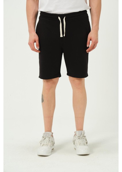 Erkek Regular Fit 3 Iplik Kumaş Şort Siyah