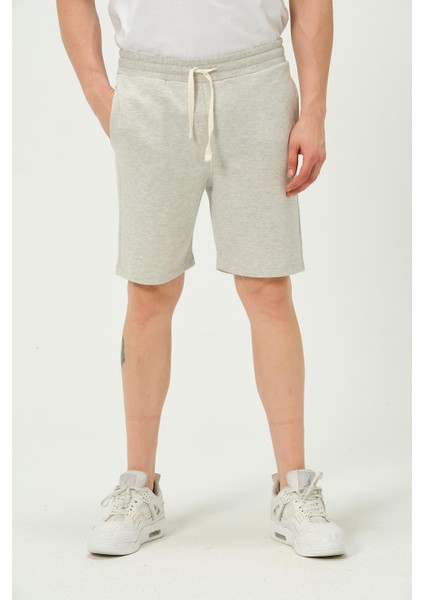 Erkek Regular Fit 3 Iplik Kumaş Şort Gri Melanj