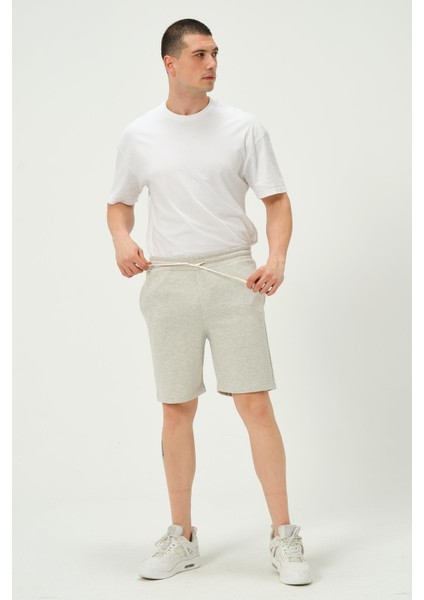 Erkek Regular Fit 3 Iplik Kumaş Şort Gri Melanj fiyatları