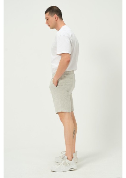 Erkek Regular Fit 3 Iplik Kumaş Şort Gri Melanj modelleri
