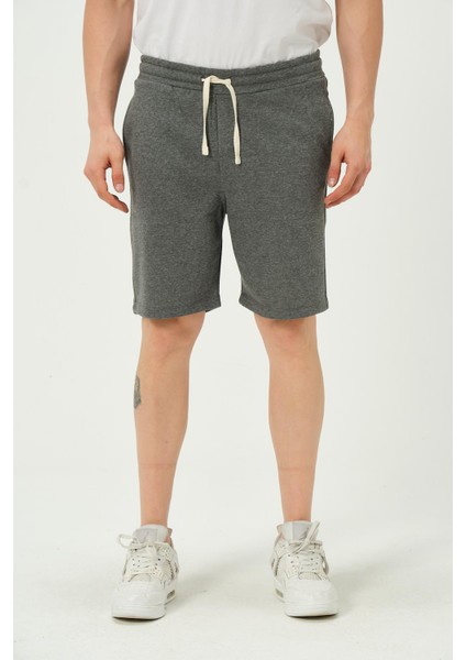 Erkek Regular Fit 3 Iplik Kumaş Şort Antrasit Melanj