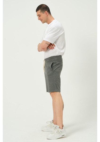 Erkek Regular Fit 3 Iplik Kumaş Şort Antrasit Melanj modelleri