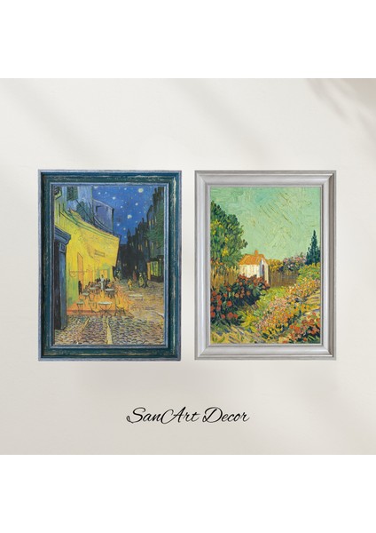 Sanart Decor Sanart Decor, Van Gogh Serisi Yağlı Boya Tablo Seti, 6 Parça Çerçeveli Tablo, Retro Tablolar, Vintage Tablo