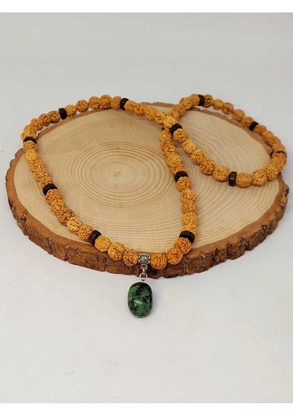 Anyolit Taşlı Rudraksha Tohum Kolye Dolama Bileklik 8mm (49702) modelleri