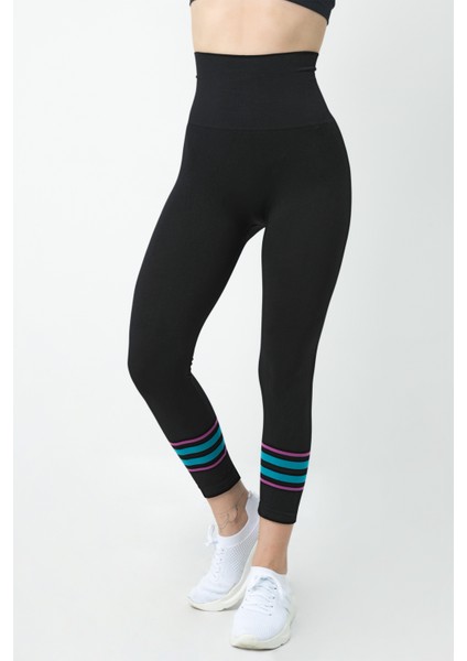 Renkli Çizgili Seamless Yüksek Bel Spor Tayt modelleri