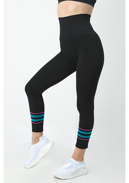 Renkli Çizgili Seamless Yüksek Bel Spor Tayt indirimleri