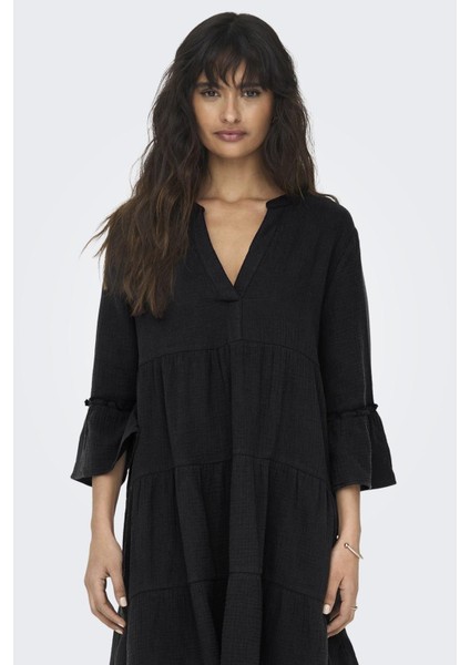 Onlthyra Organik Pamuklu Regular Fit V Yaka Mini Elbise Bayan Elbise 15267999 modelleri