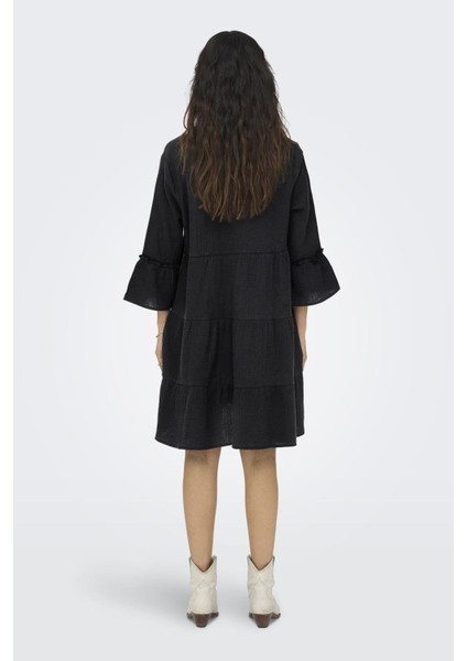 Onlthyra Organik Pamuklu Regular Fit V Yaka Mini Elbise Bayan Elbise 15267999 fırsatları