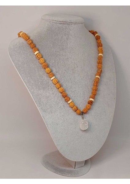 Kristal Kuvars Taşlı Rudraksha Tohum Kolye Dolama Bileklik 8mm (49716) modelleri