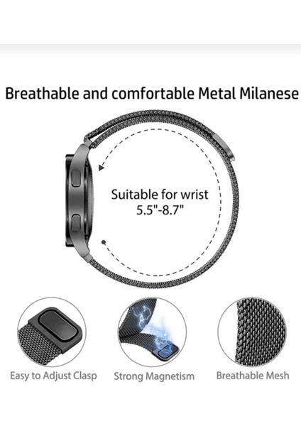 Honor Watch Gs Pro Uyumlu Mıknatıslı Örgü Metal Hasır Kordon 22MM