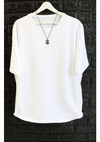 Unisex Oversize Basic Siyah-Beyaz Tişört, Geniş Kalıp Baskısız Düz T-Shirt