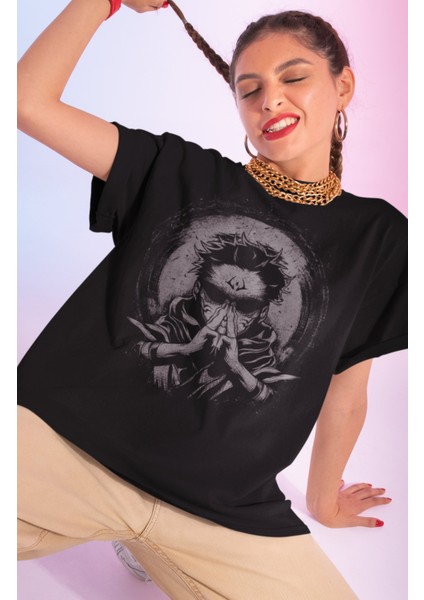 Oversize Jjk Sukuna Ryoiki Tenkai Tişört, Anime Baskılı T-Shirt fırsatları