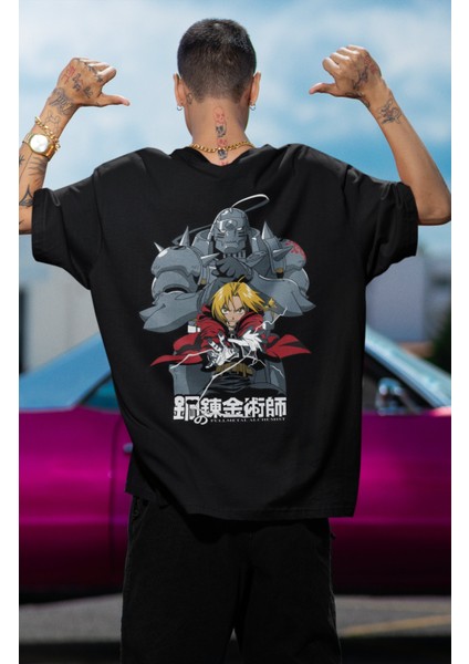 Oversize Fullmetal Alchemist Ex2 Sırt Baskılı T-Shirt, Unisex Anime Baskılı Tişört modelleri
