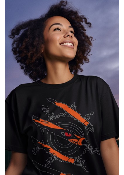Oversize Naruto Kurama Tişört, Unisex Anime Baskılı T-Shirt fiyatları