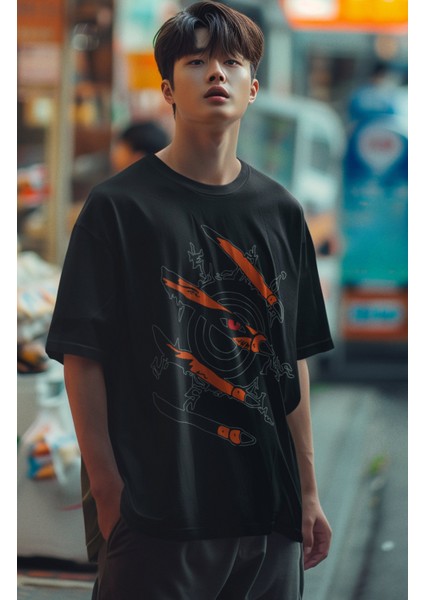 Oversize Naruto Kurama Tişört, Unisex Anime Baskılı T-Shirt modelleri