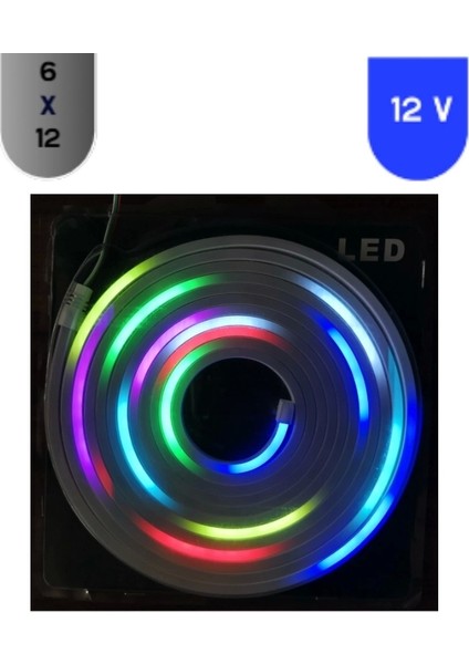 12V 5 Metre 6X12 mm Amimasyonlu Pixel Neon LED 17 Tuşlu Sese ve Müziğe Duyarlı Rf Kumandalı 5A Adaptörlü IP65 Set