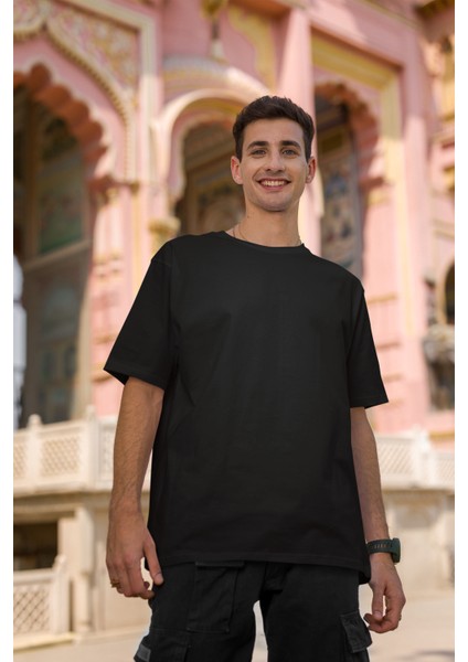 Unisex Oversize Basic Siyah-Beyaz Tişört, Geniş Kalıp Baskısız Düz T-Shirt modelleri