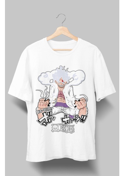 Oversize Version 7 Luffy Gear 5 Siyah Tişört, Erkek-Kadın Anime Baskılı Siyah T-Shirt