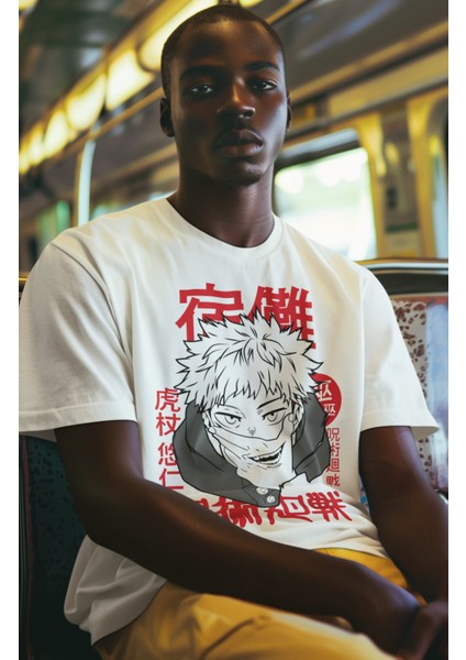 Oversize V8 Jujutsu Kaisen Tişört, Unisex Anime Baskılı T-Shirt fiyatları