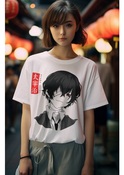 Oversize Bungou Stray Dogs Tişört, Unisex Anime Baskılı T-Shirt fiyatları