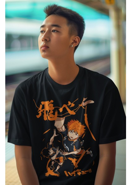 Oversize Haikyuu Tişört,unisex Anime Baskılı T-Shirt