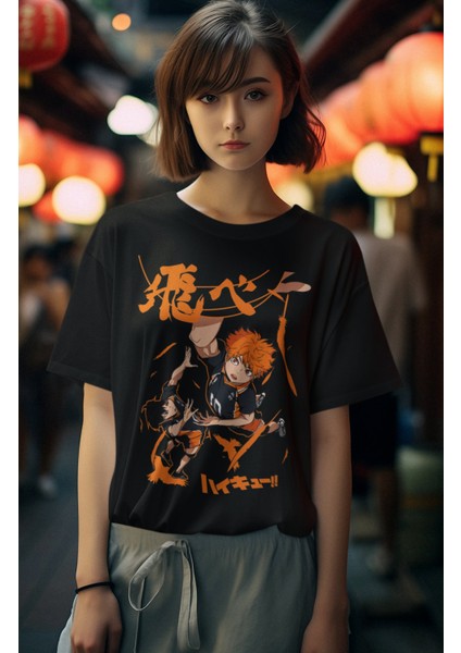 Oversize Haikyuu Tişört,unisex Anime Baskılı T-Shirt fiyatları
