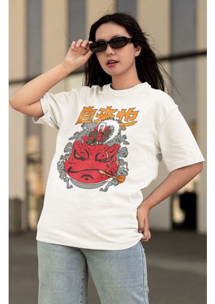 Oversize Naruto Jiraiya Version 5 Tişört, Unisex Anime Baskılı T-Shirt modelleri