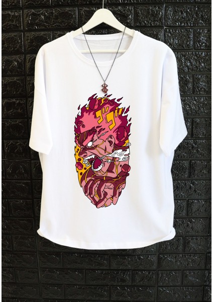 Oversize Naruto Might Guy Tişört, Unisex Anime Baskılı T-Shirt