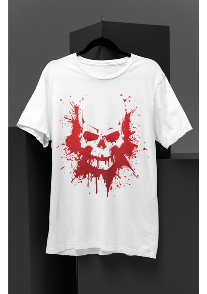 Unisex Kuru Kafa Baskılı Tişört, Oversize Püskürtme Baskılı T-Shirt