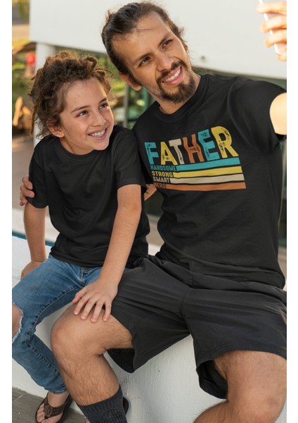 Oversize Father Baba Yazılı Tişört, Babalar Günü Temalı T-Shirt