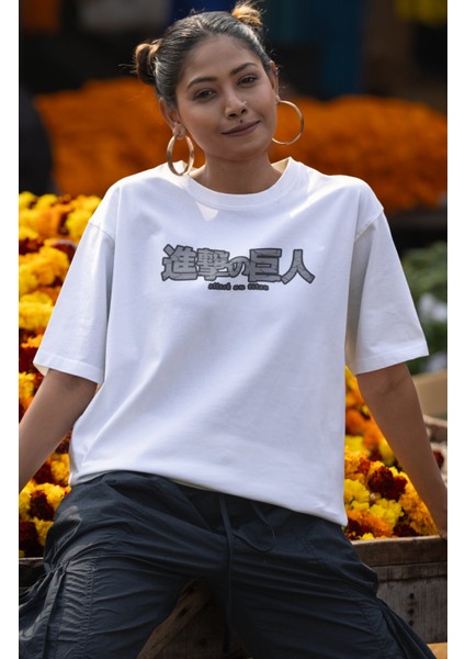 Oversize Aot Eren Yeager V2 Sırt Baskılı T-Shirt, Unisex Anime Baskılı Tişört