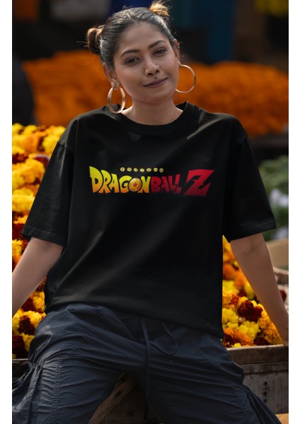 Oversize Dragon Ball Z Characters Sırt Baskılı T-Shirt, Unisex Anime Baskılı Tişört