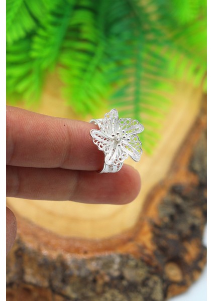 Çiçek Model El Işçiliği 925 Ayar Gümüş Telkari Yüzük 201023012 fiyatları