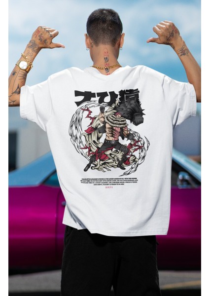Oversize One Piece Katakuri Sırt Baskılı T-Shirt, Unisex Anime Baskılı Tişört modelleri